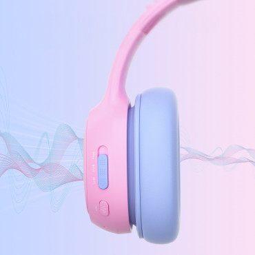Trådløse hodetelefoner Anc KH03 for barn Safe med volumkontroll - rosa