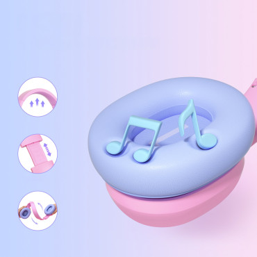 Ασύρματα ακουστικά ANC KH03 για τα παιδιά ασφαλή με τον έλεγχο έντασης ήχου - ροζ