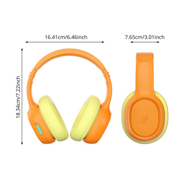 Casques sans fil ANC KH03 pour enfants en toute sécurité avec contrôle de volume - Orange