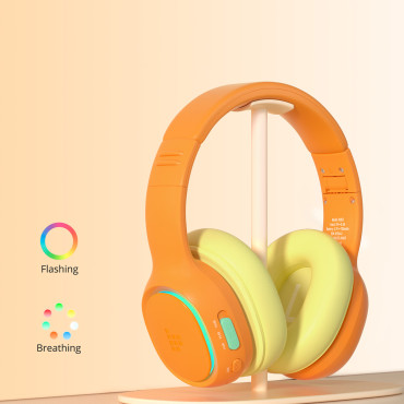 Fones de ouvido sem fio ANC KH03 para crianças seguras com controle de volume - laranja