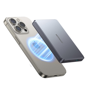 PowerBank Pro 10000mAh Μαγνητικό Υπερναθανικό PD 20W USB-C Lightning - Γκρι