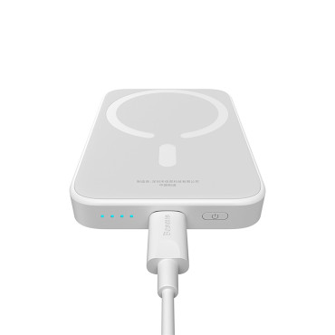 PowerBank 6000mah magnētiskais mini gaisa 20w ar USB-C kabeli - balts
