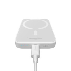 PowerBank 6000mah magnētiskais mini gaisa 20w ar USB-C kabeli - balts
