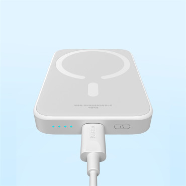 PowerBank 6000mah magnētiskais mini gaisa 20w ar USB-C kabeli - balts