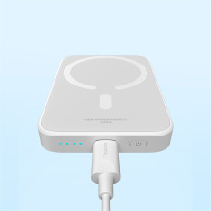 PowerBank 6000mah magnētiskais mini gaisa 20w ar USB-C kabeli - balts