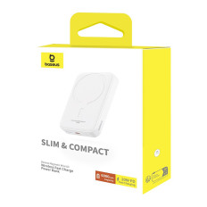 PowerBank 6000MAH Magnetický mini AIR 20W s káblom USB-C - biela