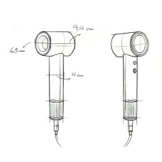 Sèche-cheveux avec contrôle de l'ionisation et de la température H100 - gris