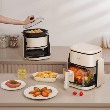 2in1 Fry-Fat Pot og Pan JIMMY AF3 Air Fryer - Beige Black