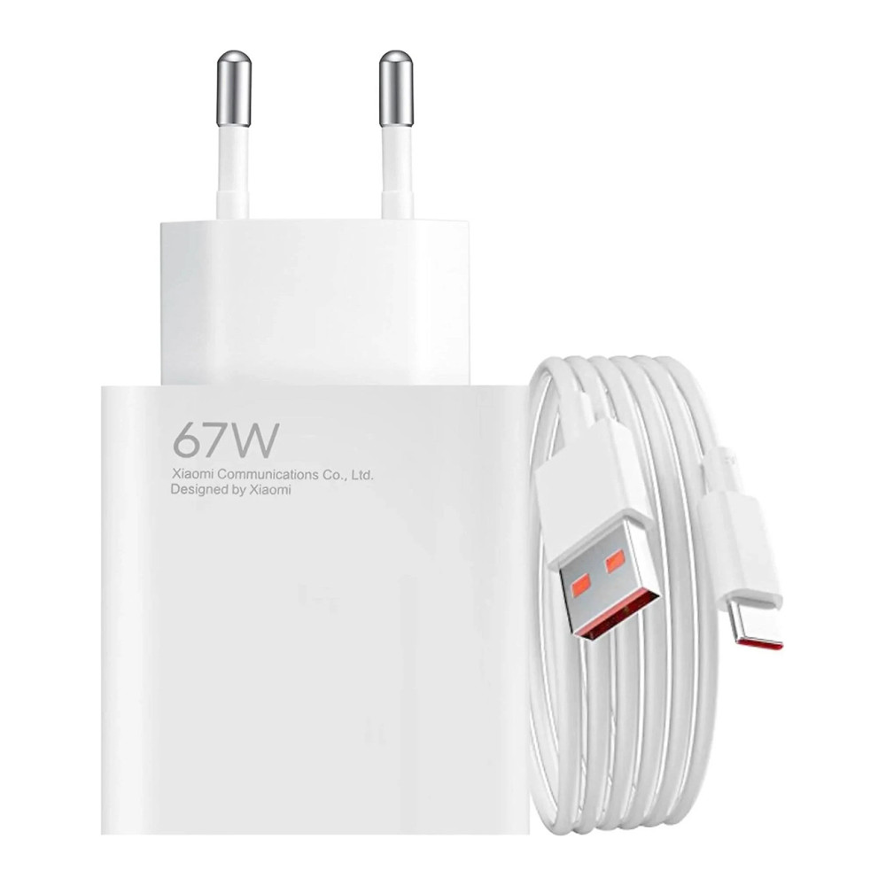 Xiaomi 67W 6.2A USB-A network charger with USB-C cable - white