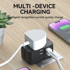 Adaptador de viagem Universal Loader 24 W EU / US / AUS / UK / 2X USB-A - Preto