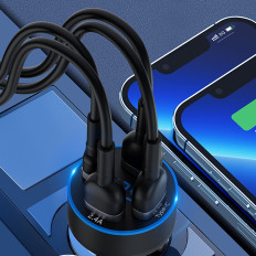 Billaddare med 50W 2xUSB-C-skärm och 2xUSB-A-Svart