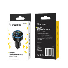Billaddare med 50W 2xUSB-C-skärm och 2xUSB-A-Svart