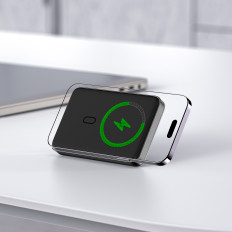 PowerBank 10000mAh magnētiskā indukcija ar PD 20W + kabeļa opciju - melns