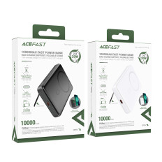 PowerBank 10000mAh magnētiskā indukcija ar PD 20W + kabeļa opciju - melns