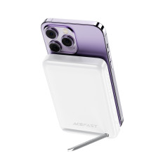 PowerBank 10000mah indukcijas magnētiskais ar PD 20W + kabeļa opciju - balta