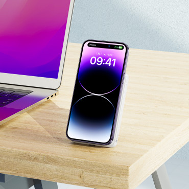 PowerBank 10000mah indukcijas magnētiskais ar PD 20W + kabeļa opciju - balta