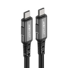 Kabelis USB-C USB4 PD3.1 5A kabelis datu pārraidei un 4K 1m - pelēks-melns