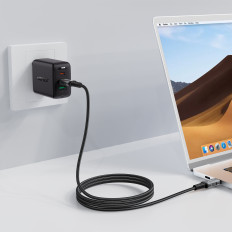 Kabelis USB-C USB4 PD3.1 5A kabelis datu pārraidei un 4K 1m - pelēks-melns