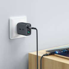 Kabelis USB-C USB4 PD3.1 5A kabelis datu pārraidei un 4K 1m - pelēks-melns