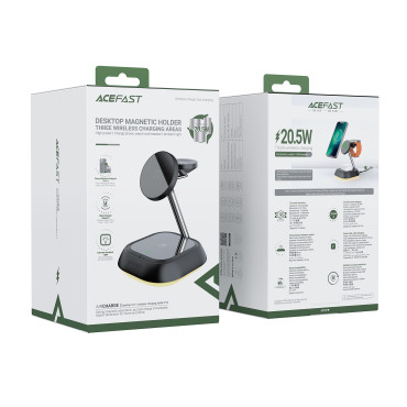 3in1 Estação de Indução E16 15W para telefone de fone de ouvido - preto