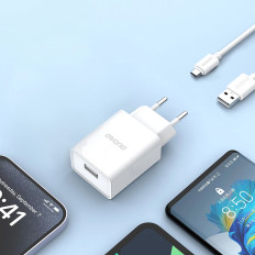 USB-A Carregador de Rede 2.1A + USB-A Cable - MicroUsb - Branco