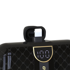 Mini PowerBank 5000mah uz iPhone zibens un USB-C - melns