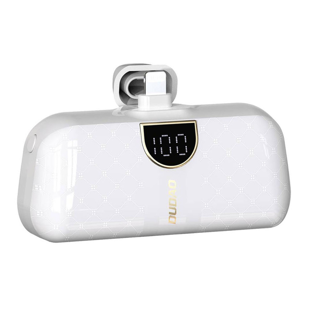 Mini PowerBank 5000mah uz jūsu iPhone zibens un USB-C - balts