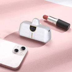 Mini PowerBank 5000mah uz jūsu iPhone zibens un USB-C - balts