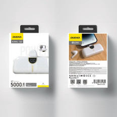 Mini PowerBank 5000mah uz jūsu iPhone zibens un USB-C - balts