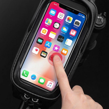 Fahrrad Sakwa für Pancenner-Rahmen mit Tasche für Telefonnavigation 1.7l - Schwarz