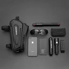Sac à vélo sur le cadre blindé avec une poche de téléphone Navigation 1.7L + couverture - Noir