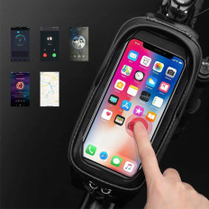Sac à vélo sur le cadre blindé avec une poche de téléphone Navigation 1.7L + couverture - Noir