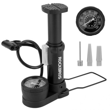 Cykelpump Universal Golv med tryckmätare - Svart