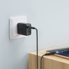 Kabel przewód elastyczny w oplocie USB-C - USB-C 60W 3A 1.2m - czarny