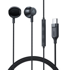 In-ear-hörlurar med USB-C-kontakt med en mikrofon och pilot 1,2 m - Svart