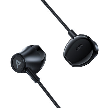 In-ear-hörlurar med USB-C-kontakt med en mikrofon och pilot 1,2 m - Svart