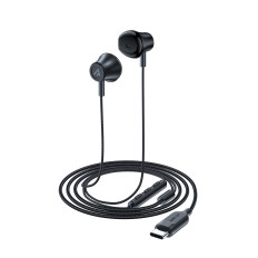 In-ear-hörlurar med USB-C-kontakt med en mikrofon och pilot 1,2 m - Svart