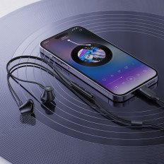 In-ear-hörlurar med USB-C-kontakt med en mikrofon och pilot 1,2 m - Svart