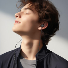 In-ear-hörlurar med USB-C-kontakt med en mikrofon och pilot 1,2 m - Svart