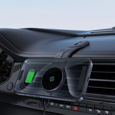 Suporte do carro do cockpit para o telefone com carregador de indução 15w magsafe - preto