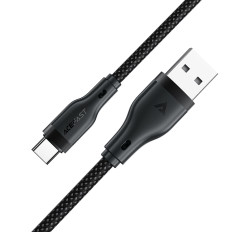 Kabeļu elastīgs kabelis USB-A - USB-C 3A 1.2m - melns