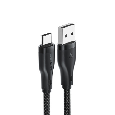 Kabeļu elastīgs kabelis USB-A - USB-C 3A 1.2m - melns