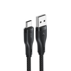 Kabeļu elastīgs kabelis USB-A - USB-C 3A 1.2m - melns