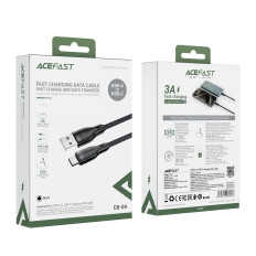 Kabeļu elastīgs kabelis USB-A - USB-C 3A 1.2m - melns