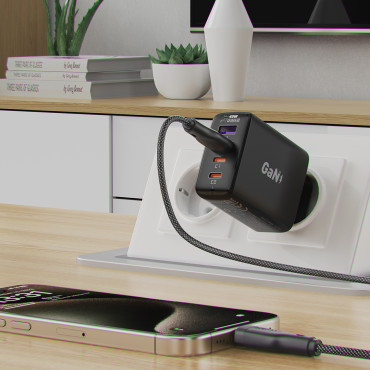 Kabeļu elastīgs kabelis USB-A - USB-C 3A 1.2m - melns