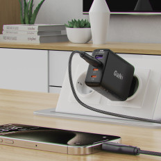 Kabel fleksibel kabel i USB-A - USB-C 3A 1.2m - Svart