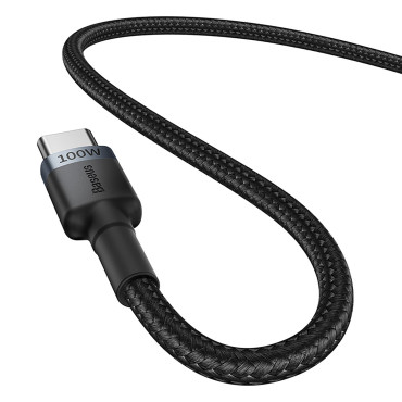 2x kabeļu kabelis cavere USB-C - USB-C 100W 2m - sarkana-melna un melna un pelēka