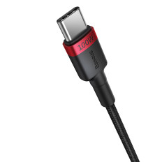 2x kabelkabel CaFote USB-C - USB-C 100W 1M - rood zwart en zwart en grijs