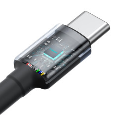 2x kabeļu kabelis cafule USB-C - USB-C 100W 1m - sarkana-melna un melna un pelēka
