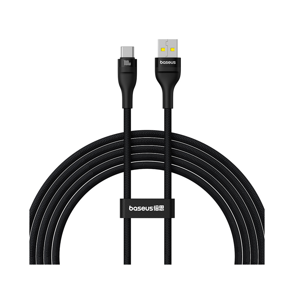 Flash kabelis 2 USB-A - USB-C 100W 2m - melns